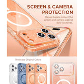 For Iphone 17 Pro Max Case For Women, Compatible With Magsafe, Clear Glitter Shockproof Protective Case, Anti-Yellowing, With Screen Protector & 3 Diamond Camera Lens Covers 6.9", Sparkle Clear