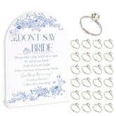Blue Flower Bridal Shower Ring Game, 1 Sign And 50 Rings, Bridal Shower Decorations, Put A Ring On It Bridal Shower Game, Wedding Shower Games(Jzxn03)