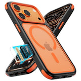 Crystal Clear iPhone 17 Pro Max Case with MagSafe Compatibility, Multicolor Protective Bumpers, Slim Cover for Men and Women - Black/Orange