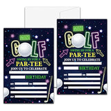 Golf Birthday Party Invitation, Mini Golf Themed Fill-In Invites, 20 Invitations With Envelopes For Friends (4" X 6"), Neon Glow Party Favors Decorations And Supplies -47