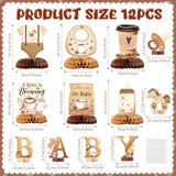 12 Pieces Coffee Baby Shower Party Honeycomb Centerpieces Coffee Latte Centerpieces Baby Is Brewing Honeycomb Party Decorations 3D Photo Prop For Gender Reveal Party