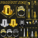 208Pcs 2026 New Year Eve Party Supplies Hats Headbands Tiaras Horns Noisemakers