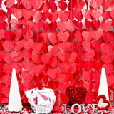 205 Ft Red Party Decorations Red Heart Backdrop Streamer Tissue Paper Love Heart Hanging Garland For Valentines Birthday Anniversary Engagement Wedding Bridal Shower Baby Shower Hen Party Supplies