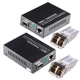 A Pair Of 1.25G/S Bidi Gigabit Multi-Mode Fiber Ethernet Media Converter With 2Pcs Bidi Sfp Lc Dual Transceiver Module Included, 10/100/1000Base-Tx To 1000Base-Sx Smf Rj45 To Sfp Slot Up To 550M