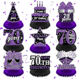 9Pcs Purple 70Th Birthday Decorations Purple Black Happy 70Th Birthday