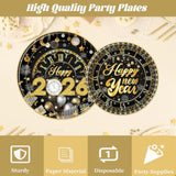 Happy New Years Eve Decorations 2026, 96Pcs New Years Eve Disposable Paper Plates And Napkins Party Supplies 2026, Nye Forks Decor 2026