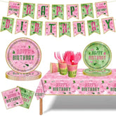 122Pcs Wicked Party Supplies Pink And Green Birthday Party Decorations Witch Party Decorations Tableware Set Wicked Plates And Napkins,Banner,Tablecloths,Cups For 24 Guests