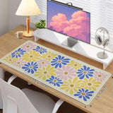 Mouse Pad Desk Mat Large, Anti-Slip Big Mousepad Xxl Large With Stitched Edges (Colorful Flower, 35.4"X15.7")