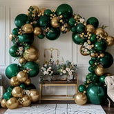 Emerald Green & Gold Balloon Garland Kit – Double Stuffed Arch for Birthday, Wedding, Party Decor
