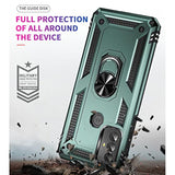 Dark Green Moto G Play 2023 Case with HD Screen Protector and Ring Stand