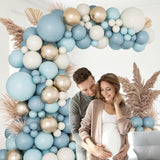 138pcs Dusty Blue Balloon Garland Kit with White & Gold for Baby Shower  Party