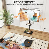 Floor TV Stand with Power Outlet, TV Mount Stand for 32-65 inch TVs up to 88 lbs, Swivel TV Stand Mount with Height Adjustment and Safety Wood Base
