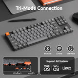 K1 Max Ultra-Slim Qmk/Via Bluetooth Wireless/Usb Wired Custom Mechanical Keyboard, 2.4 Ghz Hot Swappable Tkl Layout Rgb Backlight Ergonomic Keyboard With Low-Profile Gateron Brown Switch