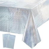Party Table Cover Disposable Silver Table Cloths For Birthdays Ceremony Party Decorations Rectangle Tablecover 54'' X 108'' - 2 Packs