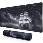 Desk Pad, Office Desk Mat, Extended Large Gaming Mouse Pad, Desk Decor Mousepad Keyboard Writing Mat With Non-Slip Rubber Base For Office Laptop Gaming Home, 31.5"X15.7", Nautical Sailboat