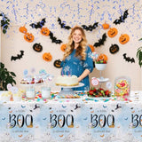 3 Pack Little Boo Tablecloth, Disposable Plasticable A Little Boo Is Almost Due Baby Boy Table Cloth Rectangle 54X108 Inch, Table Cover For Blue Halloween Baby Shower Deco Party Supplies