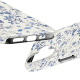 For Iphone 16 Case - Wireless Charging Compatible - Dual-Layer Hard Shell & Silicone Cover - Shockproof Protective Phone Case With Trendy Cute Designs For Women - Elegant Blue Flower