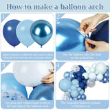 130pcs Navy & Light Blue Balloon Arch Kit for Baby Shower, Birthday, Wedding and Graduation