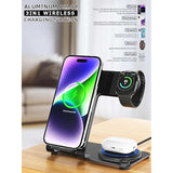 Wireless Charger, Aluminum Alloy 3 In 1 Wireless Charging Station For Apple Iphone/Iwatch/Airpods,Iphone15 14,13,12,11 (Pro, Promax)/Xs/Xr/Xs/X/8(Plus),Iwatch8/7/6/Se/5/4/3/2,Airpods 3/2/Pro