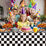 3-pack black & white checkered race car tablecloths, 54" x 108", for party décor