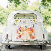 Gold Glitter "Just Married" Banner – Wedding Car Decor & Bridal Shower Photo Prop Garland
