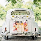 Just Married Banner Car Decorations, Gold Glitter Just Married Sign Garland For Bridal Shower Decorations, Photo Props And Car Decorations