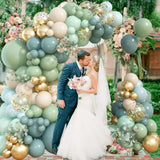 122Pcs Dusty Blue Sage Green Balloon Garland Kit for Boho Party & Event Decor