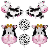 6 Pcs Huge Cow Balloon Funny Cow Print Mylar Balloon For Baby Shower Boy Girl 1St Birthday Farm Animal Western Cowboy Theme Party Decoration