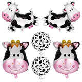 6 Pcs Huge Cow Balloon Funny Cow Print Mylar Balloon For Baby Shower Boy Girl 1St Birthday Farm Animal Western Cowboy Theme Party Decoration