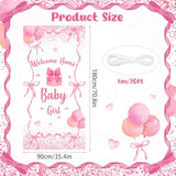 Welcome Home Baby Girl Banner Decorations Pink Bow Baby Shower Decorations Coquette Bow Theme Welcome Baby Door Cover Banner Backdrop For Girls Gender Reveal Baby Shower Party Supplies