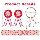 Strawberry Mom To Be Sash For Baby Shower Decorations, Dad To Be Corsage And Flower Crown Headband Set, Berry Sweet Baby Shower Sash For Gender Reveal, Party Favors, Pregnancy Props Keepsake