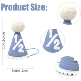 Blue Handmade 1/2 High Chair Banner With Cone Birthday Hat For Half Way To One Baby Boy 6 Months Half Birthday Decorations