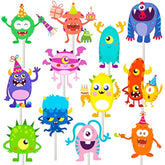 36Pcs Little Monster Cupcake Toppers, Green, Baby Shower, Birthday Decorations For Kids Party