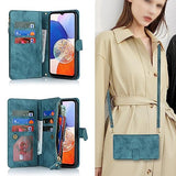 for Galaxy A14 5G Wallet Case with Card Holder for Women, Crossbody Lanyard Strap Kickstand PU Leather Case with Zipper Pocket Credit Card