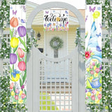 3Pcs Welcome Spring Smmer Door Banner Decorations Tulip Floral Mother'S Day Porch Sign Banner Gnome Hanging Door Banner For Indoor Outdoor Wall Decor Party Supplies