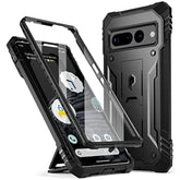 Revolution Case Compatible With Pixel 7 Pro 5G, Full Body Rugged Shockproof Protective Cover Case With Kickstand, Built-In Screen Protector Work With Fingerprint Id, Black