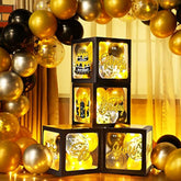 51 Pcs Gold And Black Birthday Party Decorations For Men Women Black And Gold Birthday Balloon Boxes With Led Light And Stickers Backdrop Photo Props For Party Supply Balloon Arch Kit
