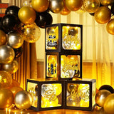 51 Pcs Gold And Black Birthday Party Decorations For Men Women Black And Gold Birthday Balloon Boxes With Led Light And Stickers Backdrop Photo Props For Party Supply Balloon Arch Kit