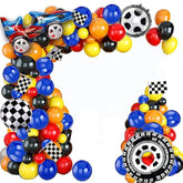 121pcs Racing Balloon Garland Kit with Race Car Foil Balloons & Checker Flags
