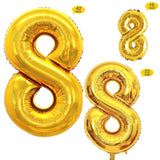 2 Pcs 42 Inch Gold Foil Balloons Number 8 By ,Number Balloons For Part