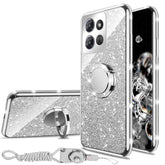 For Motorola Moto G Power 5G 2025 Phone Case (6.8-Inch) With Ring Stand Lanyard Girls Women Men Cute Soft Tpu Glitter Shockproof Protection Cover - Silver