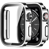 2 Pack Case Compatible with Apple Watch Series 9/8/7 41mm Case with Built-in Screen Protector, Ultra-Thin Hard PC Straight Edge Anti-Scratch Protective Cover for iWatch (Silver/Clear)