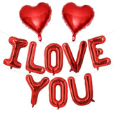16 Inch Red I Love You Red Heart Balloons, 10 Pcs Red I Love You Letters Balloons Red Heart Valentine'S Day Balloons Banner For Valentine'S Day Wedding Ceremonies Party Decorations I Love You