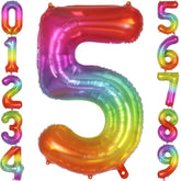 40" Rainbow Number 5 Balloon Gradient Foil for 5th Birthday Party Decor