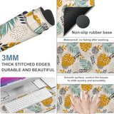 Large Mouse Pad Palm Leaves Gaming Desk Pad Computer Keyboard Non-Slip Waterproof Mouse Mat With Rubber Base And Stitched Edges Entertainment Office Writing Desk Mat 35.4 X 15.7 Inches