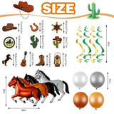 60 Pcs Western Cowboy Birthday Party Decoration, Rodeo Retro Theme Party Supplies Horse Balloons Happy Birthday Banner Cake Topper Hanging Swirls Balloons Kit Western Country Cowboy