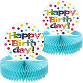 2-Piece Rainbow Honeycomb Centerpieces - Colorful Birthday Party Decorations