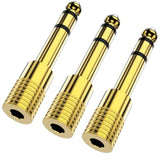 Gold Plated 1/4 To 3.5Mm Adapter, 6.35Mm (1/4 Inch) Male To 3.5Mm (1/8 Inch) Female Stereo Audio Adapter For Aux Cable, Guitar Amplifier, Headphone - 3 Pack