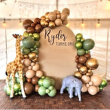 60pcs Sage Green & Brown Safari Balloon Kit for Woodland Baby Shower and Party Decor