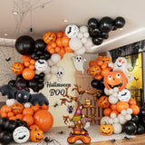 Halloween Balloon Garland Arch Kit Black Orange Sand White Balloons Bats Pumpkin Party Decorations